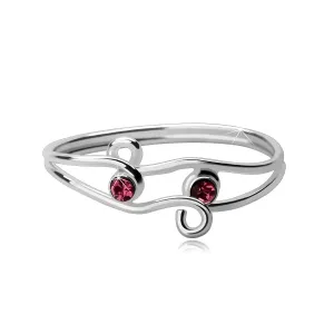 Dvostruki prsten od 925 srebra - dva ružičasta cirkona s petljama