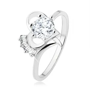 Prsten izrađen od 925 srebra, izdignuti prozirni cirkon u konturi srca - Veličina: 49