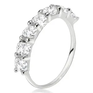 Prsten izrađen od 925 srebra, linija okruglih prozirnih cirkona - Veličina: 56