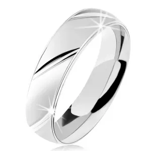 Prsten izrađen od 925 srebra, mat površina, dijagonalni blistavi urezi - Veličina: 52