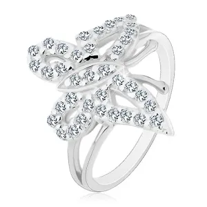 Prsten izrađen od 925 srebra - zaobljeni svjetlucavi leptir s cirkonima - Veličina: 53