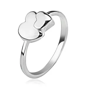 Prsten od 925 srebra, asimetrično i simetrično srce - Veličina: 49