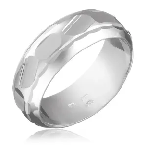 Prsten od 925 srebra - brušeni nepravilni oblici na središtu - Veličina: 55
