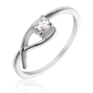 Prsten od 925 srebra - fina petlja s prozirnim cirkonom - Veličina: 49