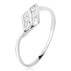 Prsten od 925 srebra, oblik dijamanta, dvije linije cirkona - Veličina: 57