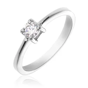Prsten od 925 srebra - okrugli prozirni lažni dijamant, četiri igle - Veličina: 51