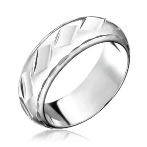 Prsten od 925 srebra - sjajne romboidne šupljine - Veličina: 50
