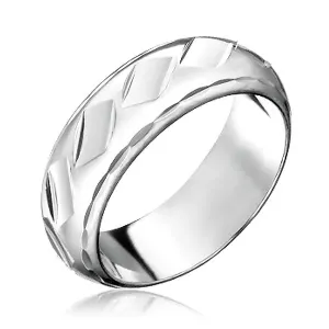 Prsten od 925 srebra - sjajne romboidne šupljine - Veličina: 58