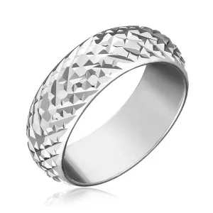 Prsten od 925 srebra - sjajni izbočeni rombovi - Veličina: 54