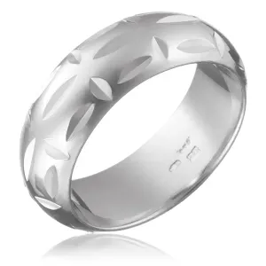 Prsten od 925 srebra - sjajni rezovi, okomite udubine - Veličina: 49