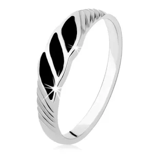 Prsten od 925 srebra, tri glatka crna vala, ukošeni utori - Veličina: 53