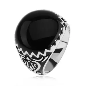 Prsten od srebra finoće 925, crni ukras, cik-cak uzorak i ornamenti - Veličina: 61