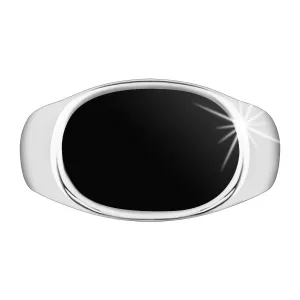 Prsten od srebra 925, oval sa crnom glazurom, sjajni i rašireni krakovi - Veličina: 54