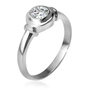 Prsten od sterlinškog srebra 925, okrugli okvir s cirkonom, dvije linije - Veličina: 54