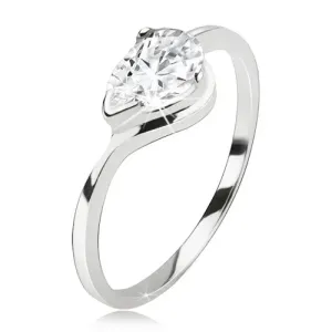 Prsten od sterlinškog srebra, sjajni prozirni cirkon - suza - Veličina: 59