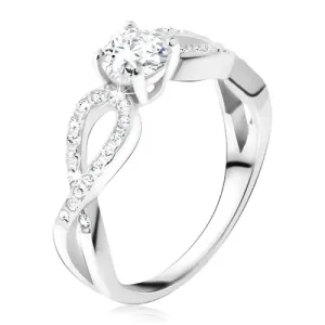 Prsten sa okruglim prozirnim umjetnim dijamantom, cirkonske petlje, srebro 925 - Veličina: 48