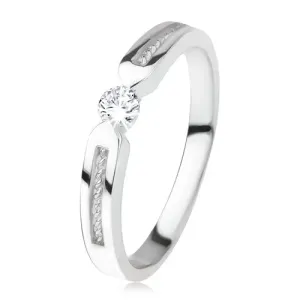 Sjajni prsten od srebra 925, prozirni cirkon, dvije pruge, spirala - Veličina: 53