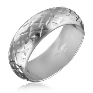 Sjajni srebrni prsten - male ugravirane zvijezde - Veličina: 56