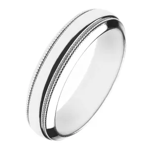 Sjajni srebrni vjenčani prsten - dvije ugravirane pruge - Veličina: 54