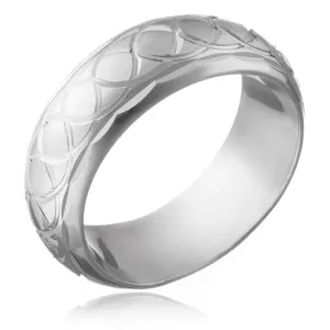 Srebrni prsten, 925 - ugravirane pletene karike - Veličina: 50