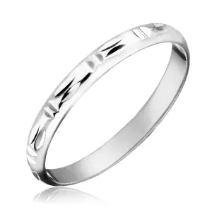 Srebrni vjenčani prsten - dvostruki vertikalni i horizontalni rezovi - Veličina: 50