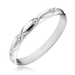 Srebrni vjenčani prsten - gravirani ovali duž opsega - Veličina: 52