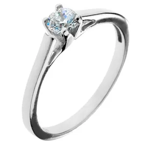 Srebrni vjenčani prsten - okrugli cirkon u nosaču - Veličina: 49