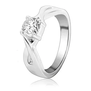 Srebrni vjenčani prsten - okrugli cirkon u pletenim prugama - Veličina: 49