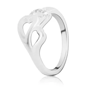 Sterling srebrni prsten - tri srca s umetnutim cirkonima - Veličina: 65