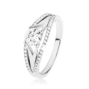 Svjetlucavi prsten izrađen od 925 srebra, veliki okrugli cirkon, bogato ukrašen - Veličina: 49