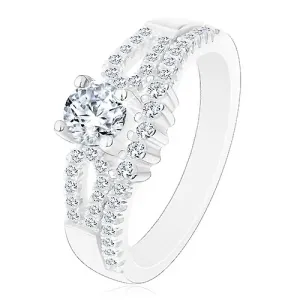 Svjetlucavi zaručnički prsten, 925 srebro, prorezi na krakovima, prozirni cirkoni - Veličina: 52