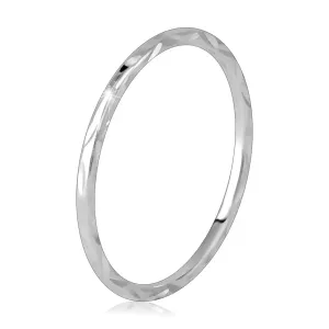 Tanki prsten od 925 srebra - urezan uzorak u obliku zrna - Veličina: 57