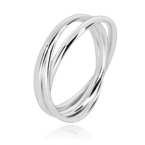 Trostruki 925 srebrni prsten - uske sjajne karike koje su međusobno povezane - Veličina: 54