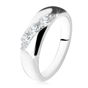 Vjenčani prsten, dijagonalna linija okruglih prozirnih cirkona, srebro 925 - Veličina: 50