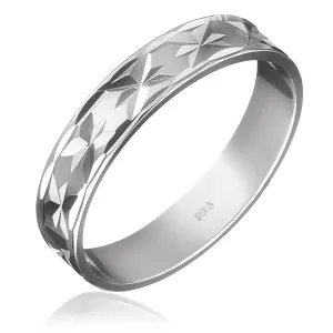 Vjenčani prsten od 925 srebra - ugravirane zrake duž opsega - Veličina: 49