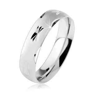 Vjenčani prsten od srebra 925, mat izbočena površina sa sjajnim urezima, 6 mm - Veličina: 54