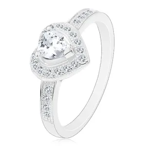 Zaručnički prsten - 925 srebro, prozirno srce, svjetlucava silueta i krakovi - Veličina: 49