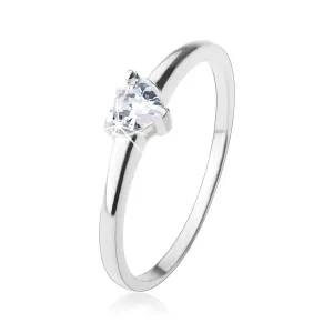 Zaručnički prsten, brušeno prozirno cirkonsko srce, 925 srebro - Veličina: 56