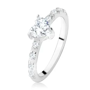 Zaručnički prsten od 925 srebra, cirkonsko srce, ukrašeni krakovi - Veličina: 50
