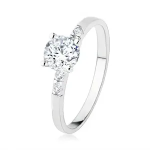 Zaručnički prsten od 925 srebra, prozirni cirkon, svjetlucavi cirkoni, utori - Veličina: 50