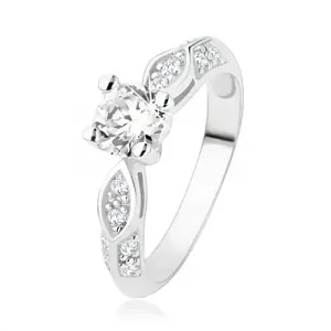 Zaručnički prsten od 925 srebra, prozirni cirkoni, sjajni oval, izdignuta linija - Veličina: 49