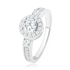 Zaručnički prsten od 925 srebra, sunce od prozirnih cirkona, svjetlucavi cirkoni - Veličina: 52