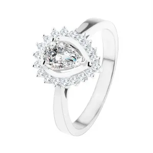 Zaručnički prsten od 925 srebra, svjetlucava kapljica prozirnih cirkona - Veličina: 49