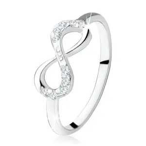 Zaručnički prsten od srebra 925, ležeća osmica, prozirni cirkoni - Veličina: 56