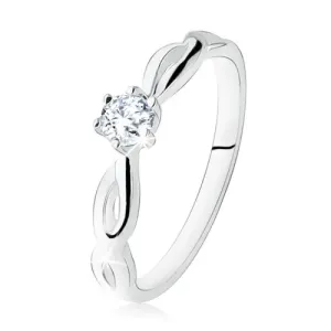 Zaručnički prsten od srebra 925, prozirni kamen, spiralni krakovi - Veličina: 49