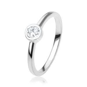 Zaručnički prsten sa svjetlucavim okruglim prozirnim cirkonom, 925 srebro - Veličina: 62