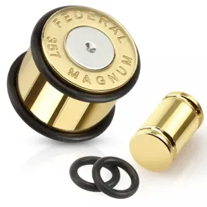 Čelični čepić za uho, zlatni i srebrni uložak za Magnum - Širina: 12 mm