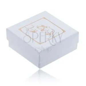 Sjajna bijela poklon kutijica za naušnice, zlatni motiv krštenja