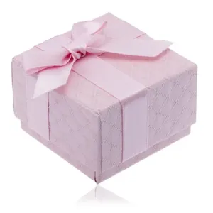 Roza poklon kutijica za nakit s kvadratnim uzorkom, mašnica