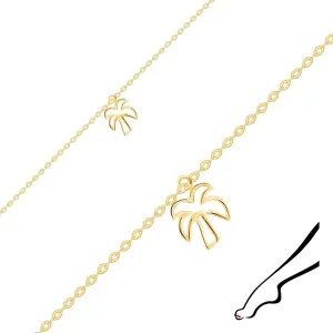 585 Zlatni lančić za gležanj – kontura palme, ljubičasti cirkon